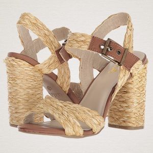 New! MIA Lendya Raffia Heeled Sandals w/ box